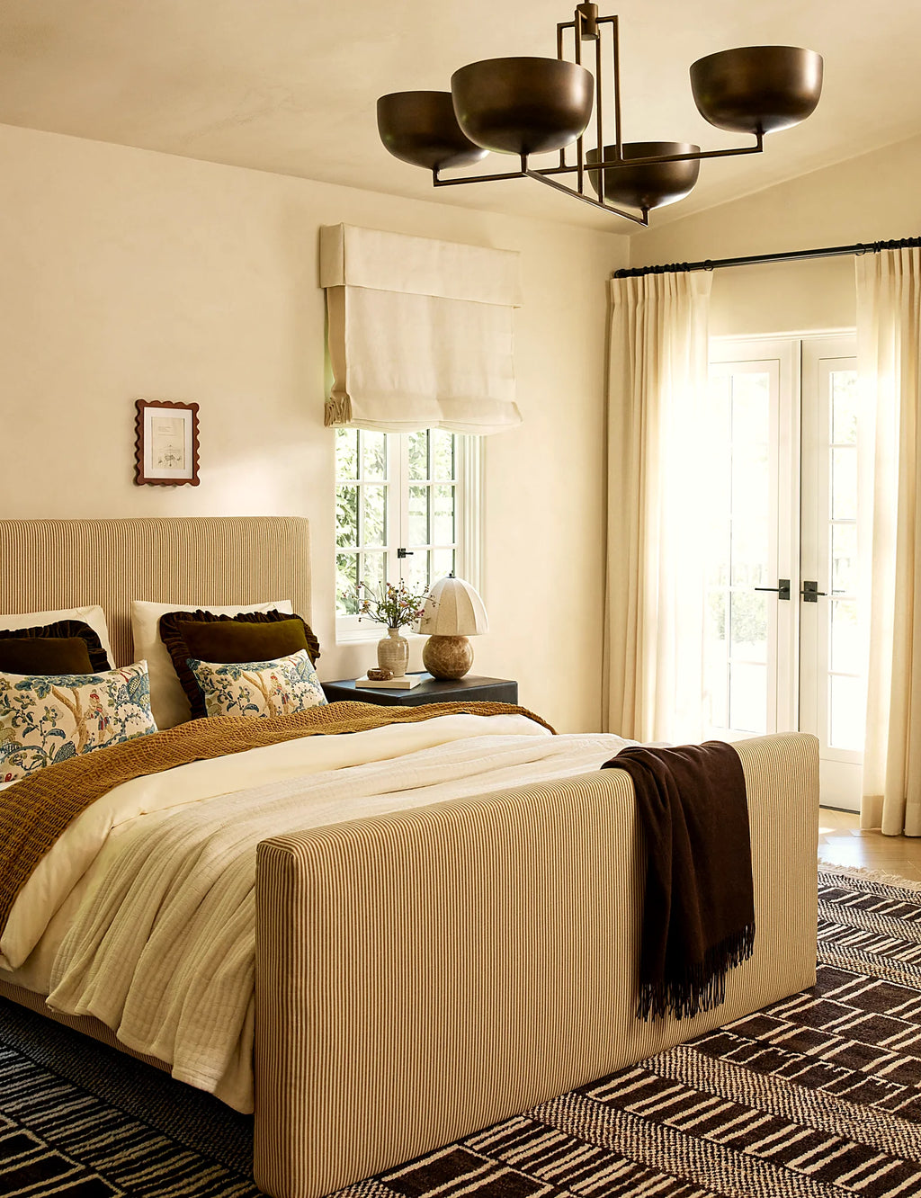 Bedroom styled with a percale duvet cover on a made bed