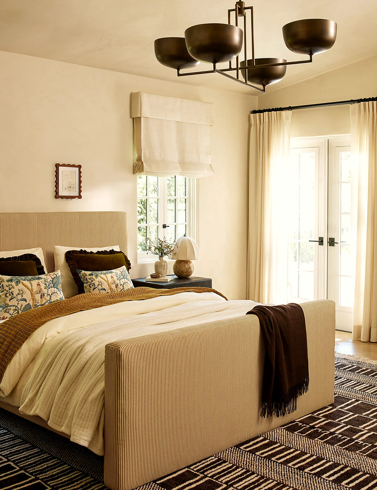 Bedroom styled with a percale duvet cover on a made bed