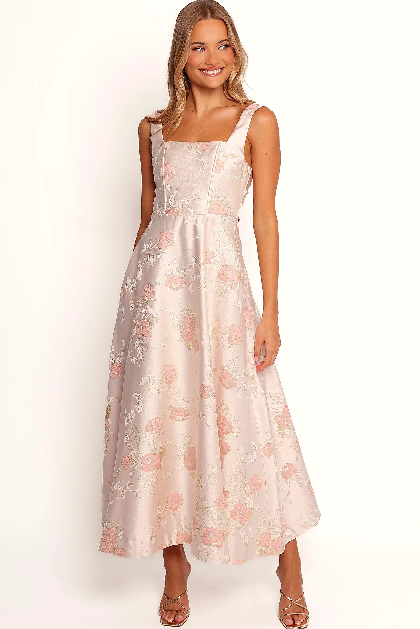 Back view showing the shirred panel and invisible zipper